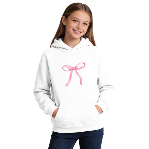 Toddler Girls Graphic Hoodie Casual Long Sleeve Hooded Sweatshirt with Prints Pullover Top Size 3-4T , White