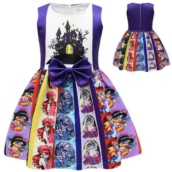Toddler Girls Halloween Sally Cosplay Costume Casual Sleeveless Princess Dress