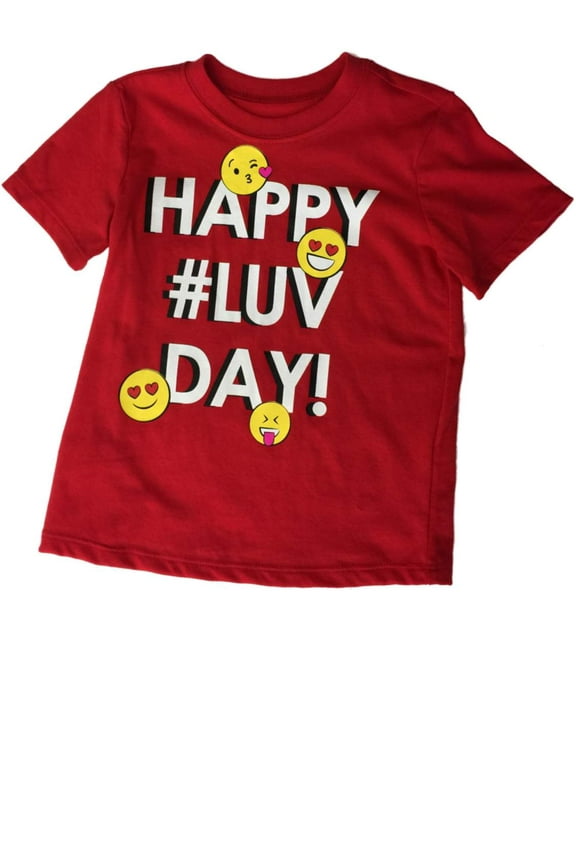 Toddler Girls Happy #Luv Day Heart Kiss Emoji Tee Shirt Heart Smile Face T-Shirt