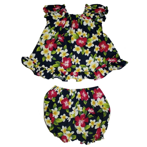 Toddler Girls Hawaii Style Cotton Dress Set,  Made in Hawaii. Kids Size 1-2