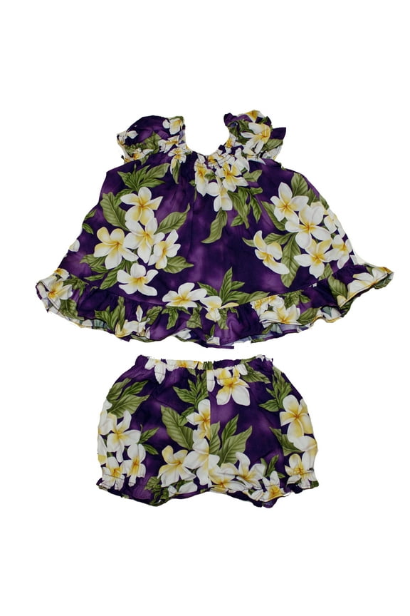 Toddler Girls Hawaii Style Cotton Dress Set, Made in Hawaii. Kids Size 1-2