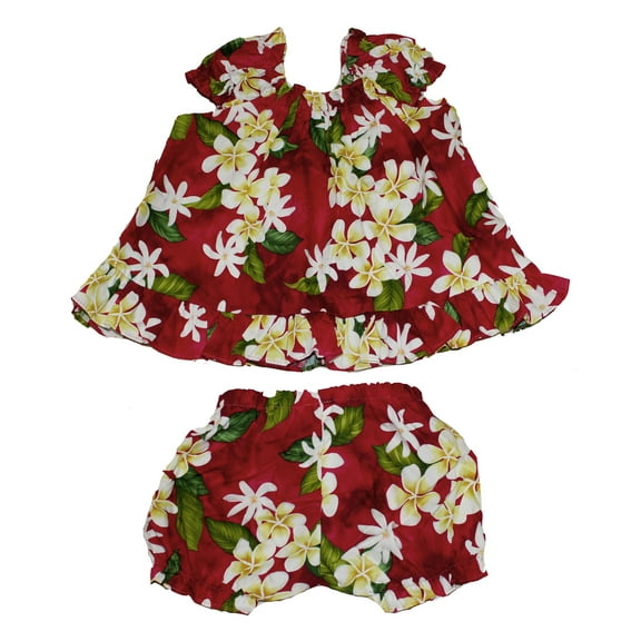 Toddler Girls Hawaii Style Cotton Dress Set,  Made in Hawaii. Size 6-9 Months
