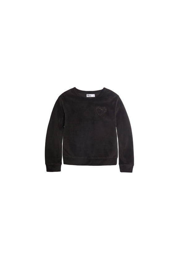 Toddler Girls Holiday Velour Sweatshirt Deep Black 2T