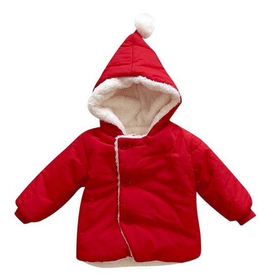 Toddler Girls Hooded Jackets Coat Button Down Solid Color Fashion Winter Children Snowsuit Windbreaker Coat Size 18-24 Months