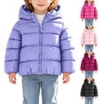 thumbnail image 1 of Toddler Girls Hooded er Coat, Solid Color Full‑Zip Warm Thicken Long Sleeve Outerwear, Windproof Casual Winter Jacket for Little Girls Cold Weather Daily Outdoor Wear, 1 of 9