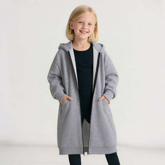 Toddler Girls Hoodie Casual Long Sleeve Zip Up Sweatshirt Girls Fleece Lined Outerwear Jacket Fall Clothes Kids Clothes Boys Size 3-4 Years
