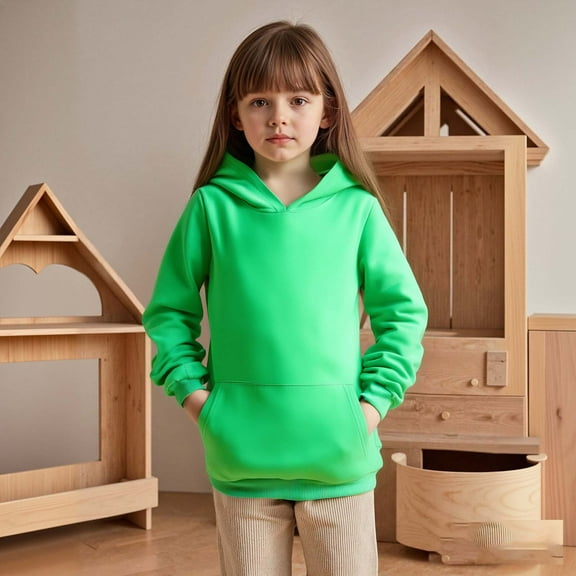 Toddler Hoodies for Girls Kids Green Hooded Long Sleeve Pullover Tops Fall Clothes Size 2T Girls Clothes