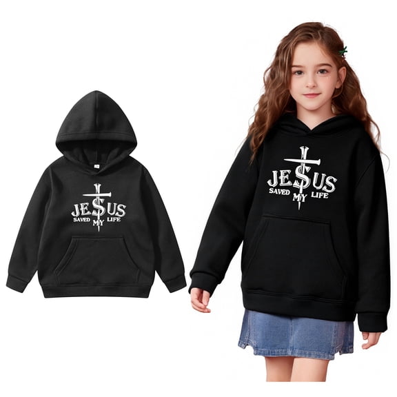 Toddler Girls Hoodies Jesus Graphic Hoodies for Juniors Casual Long Sleeve Hooded Sweatshirt Top Fall Clothes Kids Clothes Girls Size 2-3 Years