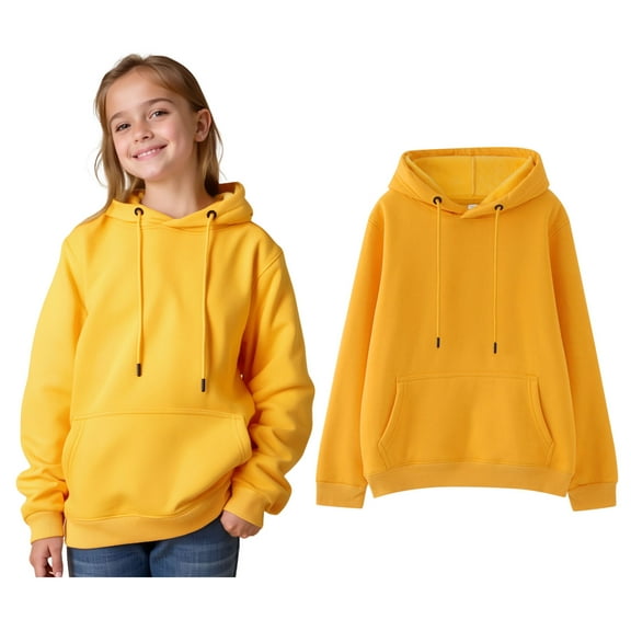Toddler Girls Hoodies Kids Yellow Hooded Long Sleeve Pullover Hoodie Sweatshirt Warm Fall Winter Clothes Toddler Girl Clothes 2-3 Years