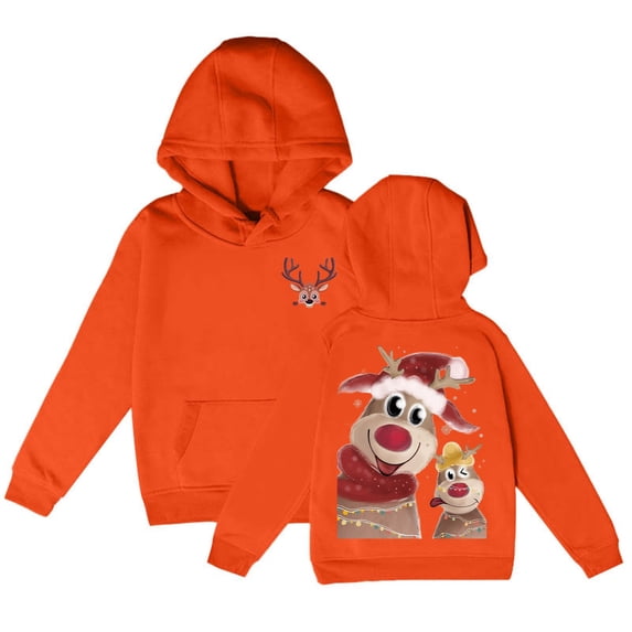 Toddler Girls Hoodies Long Sleeve Sweatshirt Christmas Printed Hoody Kids Cute Pullovers Top Clothes Trendy Fall Outfits Size 4-5T,Orange