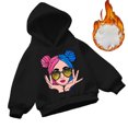 thumbnail image 1 of Toddler Girls Hoodies Long Sleeves Loose Fit Casual Outerwear Printed Pullovers Tops Size 3-4T , Black, 1 of 9