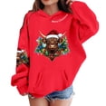 thumbnail image 1 of Toddler Girls Hoodies Merry Christmas Hoodie Long Sleeve Print Pullover Loose Fit Kids Sweatshirt Cozy Hooded Top Size 3-4T ,Red, 1 of 4