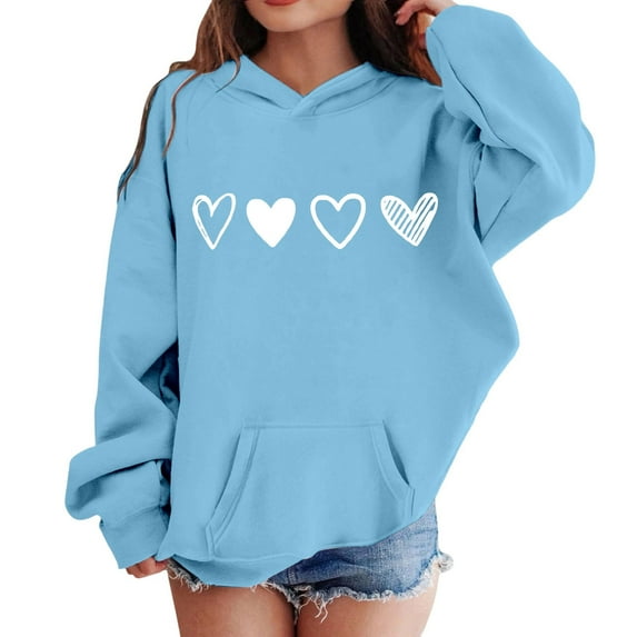 Toddler Girls Hoodies Sweatshirts Winter Casual Wear Crewneck Letter Print Pullover Kids Clothes Blue Size 4-5T