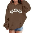 thumbnail image 1 of Toddler Girls Hoodies Sweatshirts Winter Casual Wear Crewneck Letter Print Pullover Kids Clothes Coffee Size 4-5T, 1 of 4