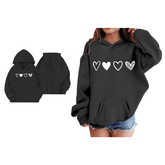 Toddler Girls Hoodies Valentine Sweatshirt Long Sleeve Casual Heart Sweatshirts Crewneck Sweatshirt Pullover 2-3 Years Girl Clothes