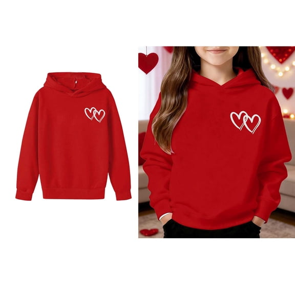 Toddler Girls Hoodies Valentine Sweatshirt Long Sleeve Heart Sweatshirts Crew Neck Pullover Sweatshirts for Girls 2-3 Years