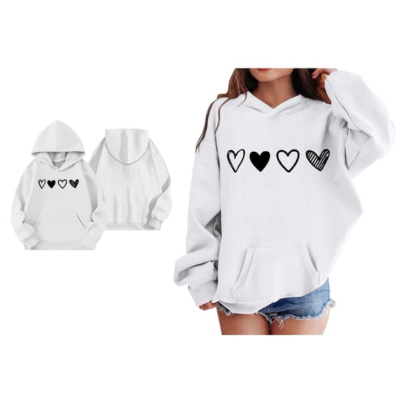 Toddler Girls Hoodies Valentines Day Sweatshirt Long Sleeve Heart Sweatshirt Crewneck Sweatshirt Pullover Sweatshirt for Girls 1-2 Years