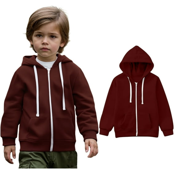 Toddler Girls Hoodies Zip up Long Sleeve Hooded Sweatshirt Top Solid Color Hooded with Pocket Fall Clothes Toddler 3T Boys Clothes