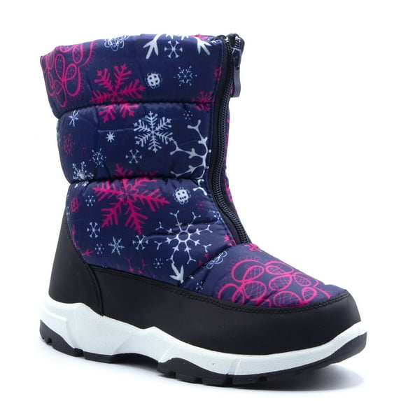 Toddler Girls' ICY Waterproof Warm Insulated Winter Rain Snow Boots, Navy Blue, 2