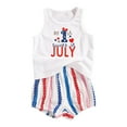 thumbnail image 1 of Toddler Girls Independence Day Outfits Sleeveless Geometric Print Vest + Shorts Two Clothes Suit Girl Summer Sets, 1 of 8