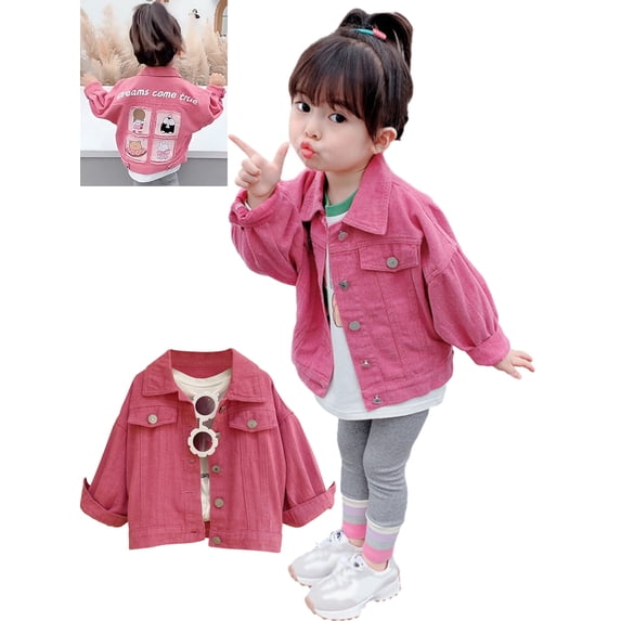 Toddler Girls Jacket Baby Denim Jackets Kids Button Down Top Solid Coat Spring Fall Outerwear 1-7 Years