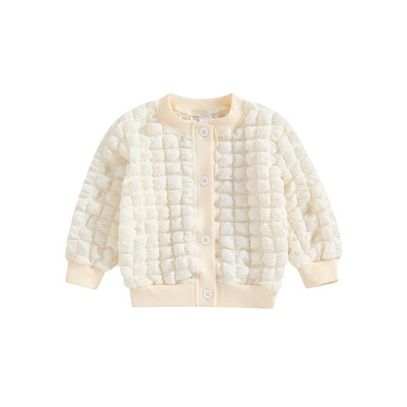 Toddler Girls Jacket, Long Sleeve Crew Neck Button Closure Patchwork Spring Coat