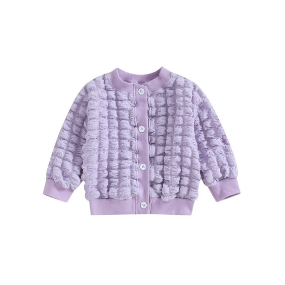 Toddler Girls Jacket, Long Sleeve Crew Neck Button Closure Patchwork Spring Coat