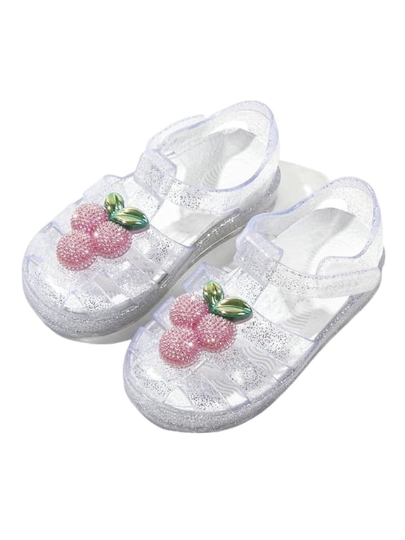 Toddler Girls Jelly Sandals Closed Toe Water Beach Summer Shoes Soft Rubber Sole Mary Jane Dress Shoes Princess Flat