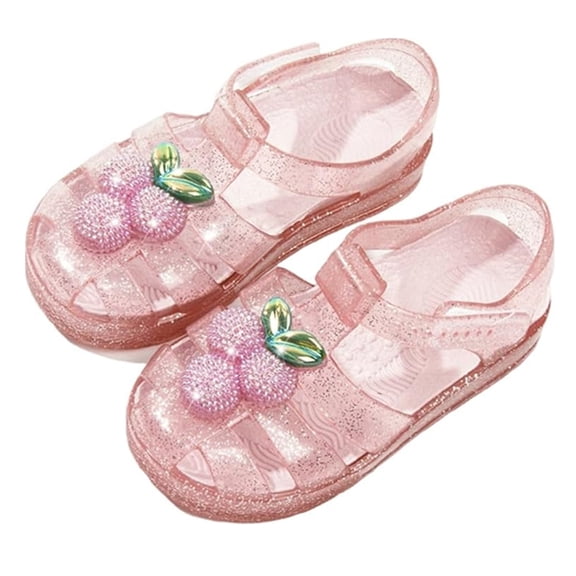 Toddler Girls Jelly Sandals Closed Toe Water Beach Summer Shoes Soft Rubber Sole Mary Jane Dress Shoes Princess Flat