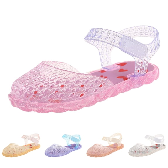 Toddler Girls Jelly Sandals Princess Dress Flat Shoes Summer Casual Glitter Beach Shoes Waterproof Fisherman Gladiator Shoes Pink 8 Toddler