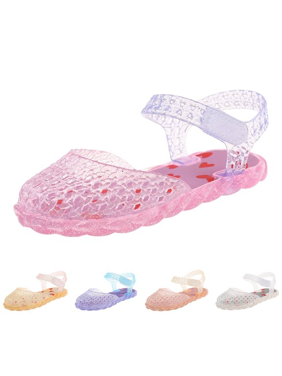 Toddler Girls Jelly Sandals Princess Dress Flat Shoes Summer Casual Glitter Beach Shoes Waterproof Fisherman Gladiator Shoes Silver 10 Toddler