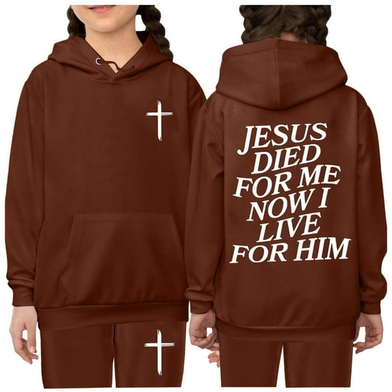 Toddler Boys Jesus Loves You Sweatshirt Long Sleeve Comfy Graphic Hoodies Loose Pullover Jogging Pants 2 Piece Fall Winter Clothes Girls Size 2-3 Years Clothes Cute Boys Girls Clothing