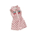 thumbnail image 1 of Toddler Girls Jumpsuit, Sleeveless Cherry Plaid Print Zipper Closure Romper for Casual Daily, 1 of 7