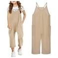 thumbnail image 1 of Toddler Girls Casual Sleeveless Jumpsuits Spaghetti Strap Overalls with Side Pockets V Neck Harem Pants Toddler Girl Jumpsuit 4-5T, 1 of 9