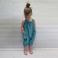thumbnail image 1 of Toddler Girls Jumpsuits Sleeveless Spaghetti Strap Loose Romper Casual Overalls with 2 Pockets Preppy Clothes Kids 3T, 1 of 7
