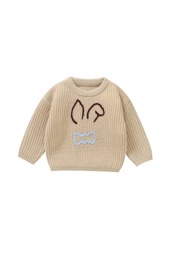 Toddler Girls Kids Boys Cute Long Sleeve Knitted Easter Bunny Rabbit Pattern Sweater Pullover Tops Clothes