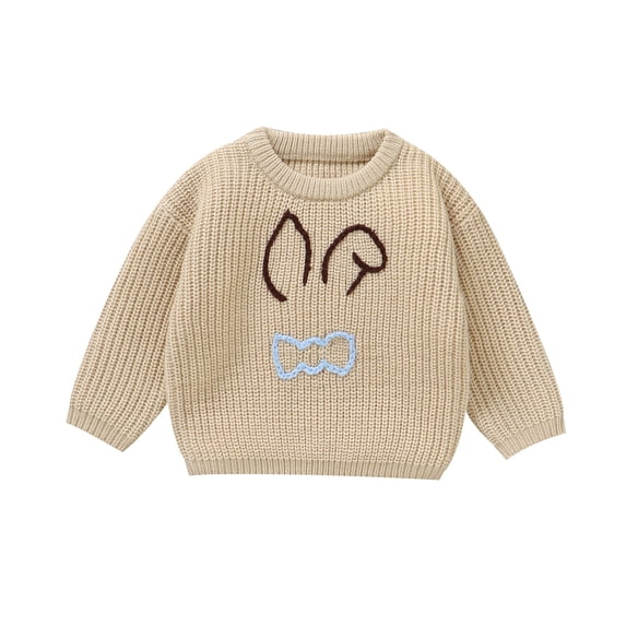 Toddler Girls Kids Boys Cute Long Sleeve Knitted Easter Bunny Rabbit Pattern Sweater Pullover Tops Clothes
