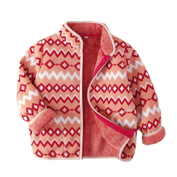 Toddler Girls Kids Jackets Zip Up diamond Plaid Fleece Baby Long Sleeve Thick Casual Outerwear Coat Kids Size 12-18 Months