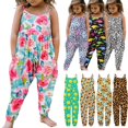 thumbnail image 1 of Toddler Girls Kids Jumpsuit One Piece Floral Dinosaur Playsuit Strap Romper Summer Outfits Clothes, 1 of 8