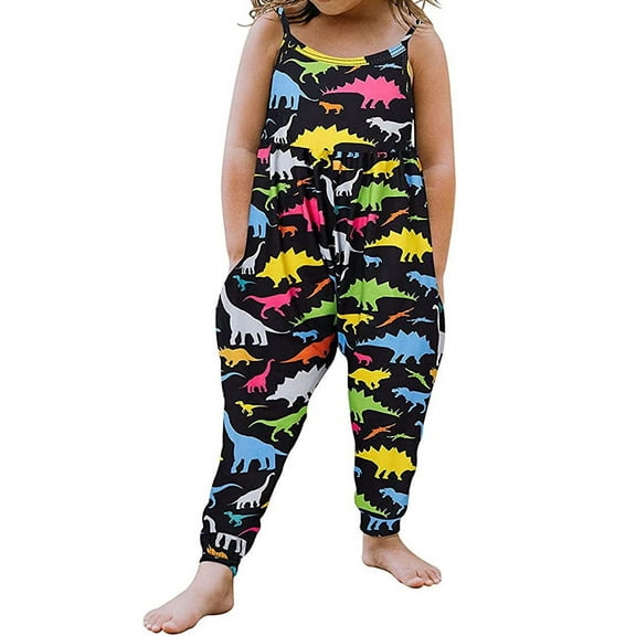 Toddler Girls Kids Jumpsuit One Piece Floral Dinosaur Playsuit Strap Romper Summer Outfits Clothes