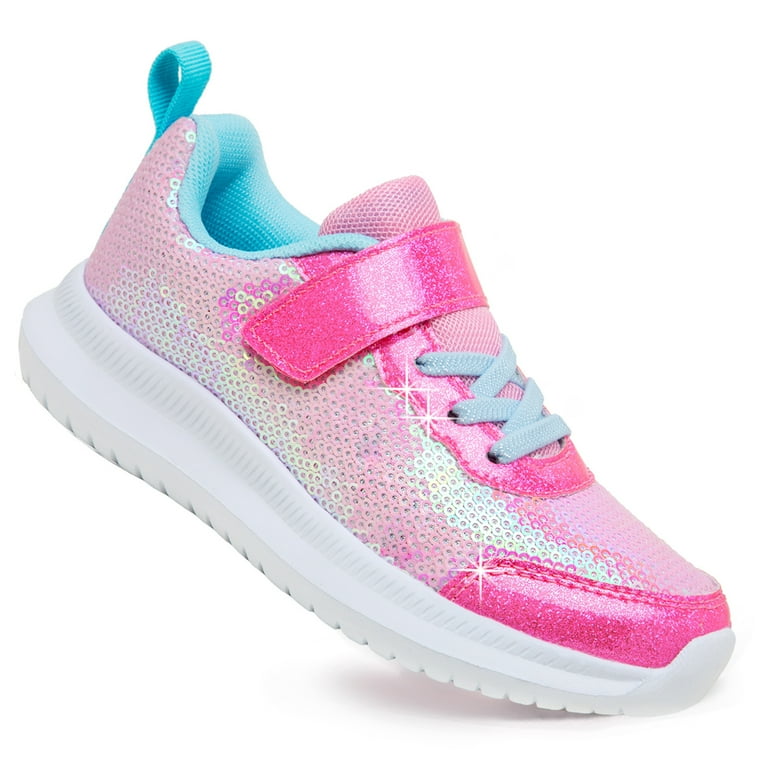 Toandon Toddler Girls Pink Sneakers, Sparkle Sequins, Lightweight