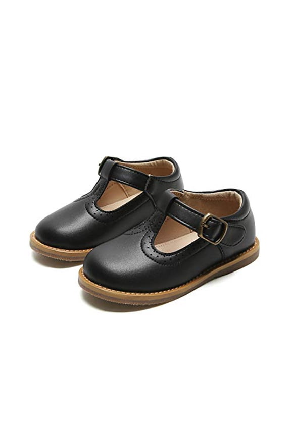 Toddler Girls Kids T-Strap Dress School Uniform Oxford (12-Black,5M)