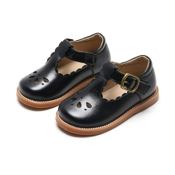 Toddler Girls Kids T-Strap Dress School Uniform Oxford (18-Black,13M)