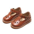 thumbnail image 1 of Toddler Girls Kids T-Strap Dress School Uniform Oxford (18-Brown,13M), 1 of 5