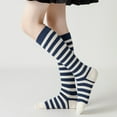 thumbnail image 1 of Toddler Girls Knee High Socks Kids Striped Cotton Long Tube Seamless Knit Stockings Socks for 3-12 Years, 1 of 8
