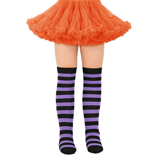 Toddler Girls Knee High Socks Striped Stockings Soft Stretchable Breathable Fashion Long Socks Daily