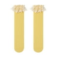 thumbnail image 1 of Toddler Girls Knee High Socks with Lace Baby Girl Soft Anti Skid Cotton Long Stockings Non Slip Dress Socks (One Size, Yellow), 1 of 3