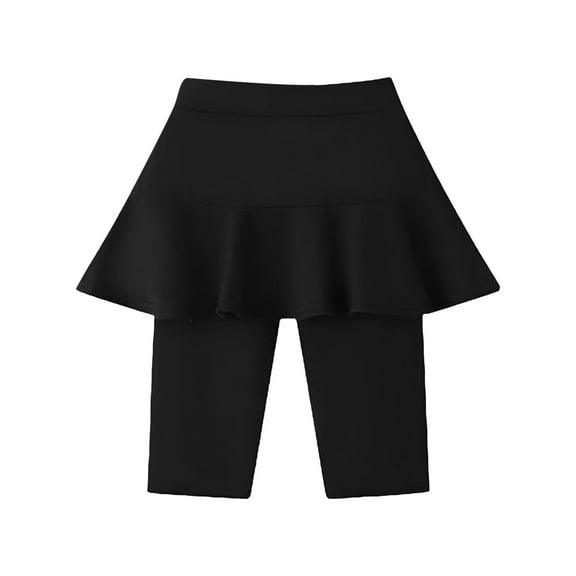Generic Girls Knee Length Leggings With Skirt Stretchy Kids Summer Pants for Girls Soft and Comfotable（6-7 Years Black）