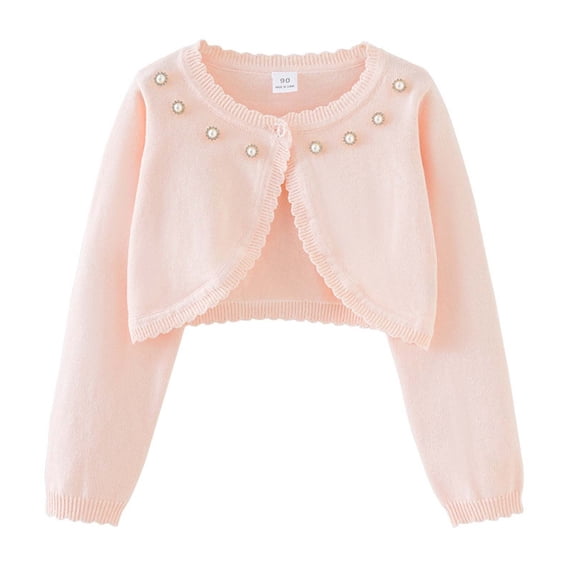 Toddler Girls Knit Cardigan Sweater Casual Summer Fall Outerwear Kids Girls With Rhinestone Clothes Pink Size 3-4T