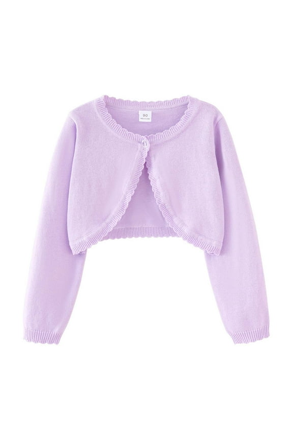 Toddler Girls Knit Cardigan Sweater Top Crewneck Open Front Shirt Kids Spring Fall Lightweight Layering Outerwear Clothing Purple Size 4-5T